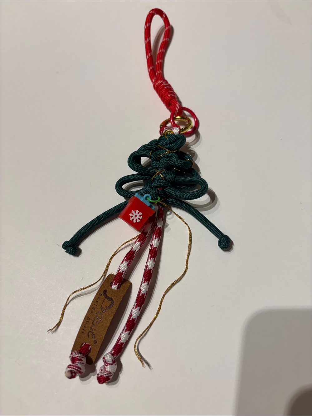 Festive Green and Red Holiday Knot Charm/Ornament